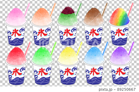 かき氷イラストセット　ストロー付 89250667