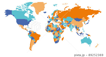 Simplified smooth border World map Simplified smooth border World map 89252369
