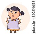 little grimacing girl vector illustration. Emotional expression 89254958