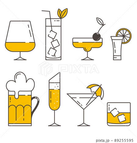 Set of alcoholic drinks on a white background. 89255595