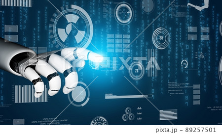 Futuristic robot artificial intelligence revolutionary AI technology concept Futuristic robot artificial intelligence revolutionary AI technology concept 89257501