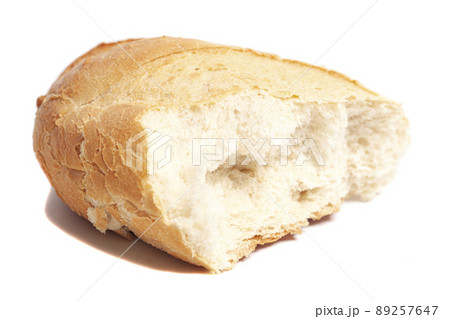 Broken white bread isolated on white Broken white bread isolated on white 89257647