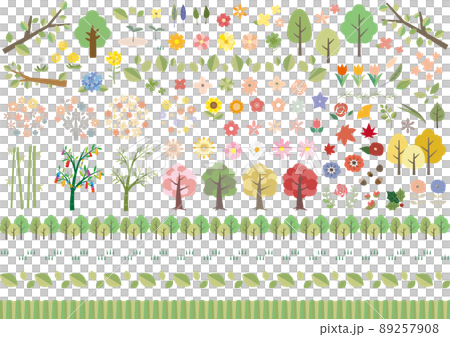 花・植物のアイコンやラインのセット 花・植物のアイコンやラインのセット 89257908
