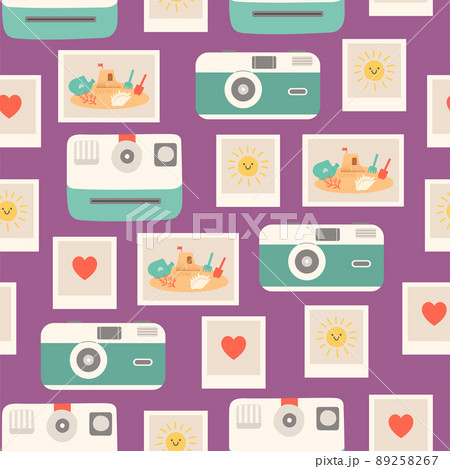 Summer seamless pattern with cameras and vector 89258267
