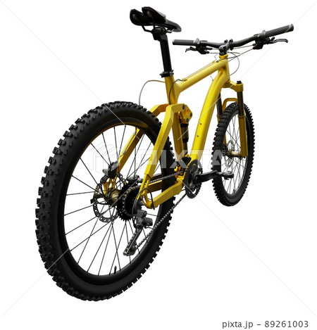Gold mountain bike on an isolated white background. 3d rendering. 89261003