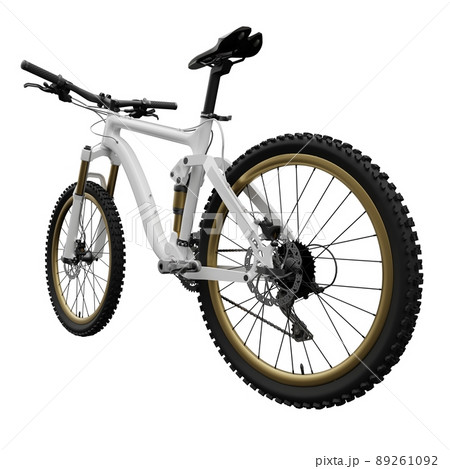 White mountain bike on an isolated white background. 3d rendering. 89261092