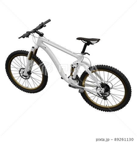 White mountain bike on an isolated white background. 3d rendering. 89261130