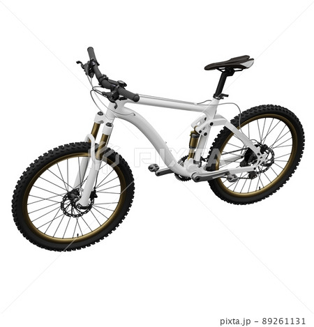 White mountain bike on an isolated white background. 3d rendering. 89261131