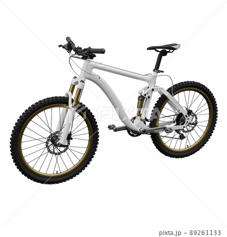 White mountain bike on an isolated white background. 3d rendering. 89261133