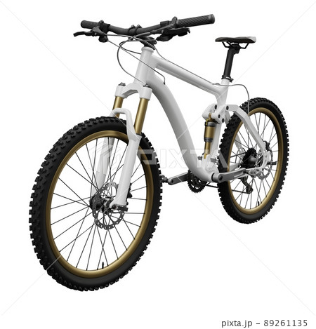 White mountain bike on an isolated white background. 3d rendering. 89261135