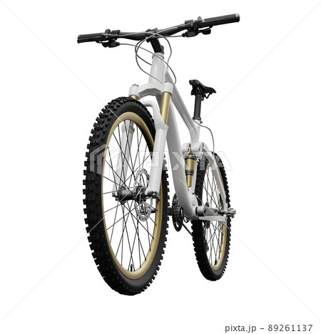 White mountain bike on an isolated white background. 3d rendering. 89261137