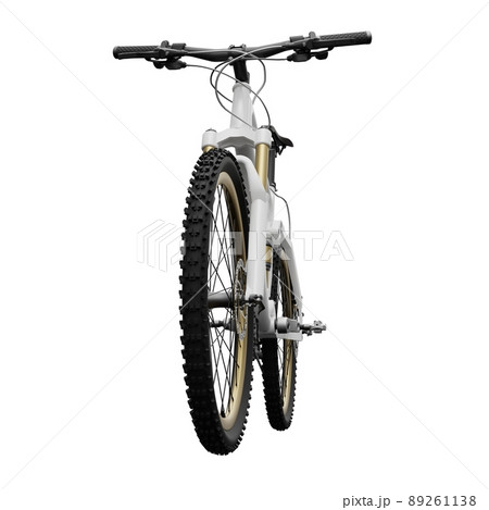 White mountain bike on an isolated white background. 3d rendering. 89261138