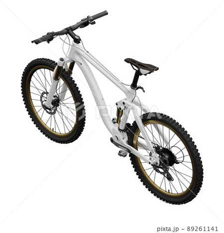 White mountain bike on an isolated white background. 3d rendering. 89261141