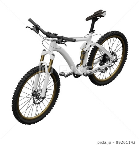 White mountain bike on an isolated white background. 3d rendering. 89261142