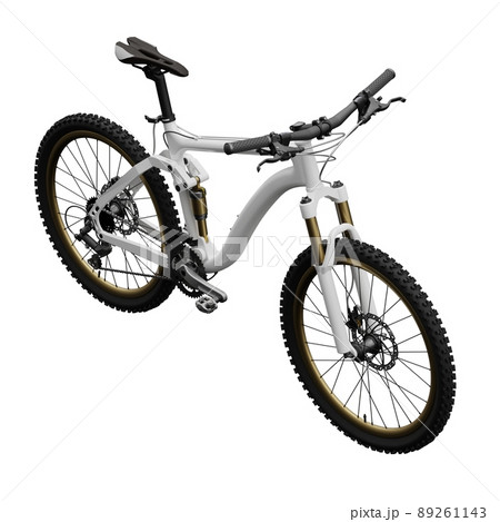 White mountain bike on an isolated white background. 3d rendering. 89261143