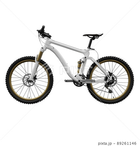 White mountain bike on an isolated white background. 3d rendering. 89261146