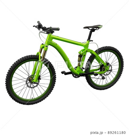 Green mountain bike on an isolated white background. 3d rendering. Green mountain bike on an isolated white background. 3d rendering. 89261180