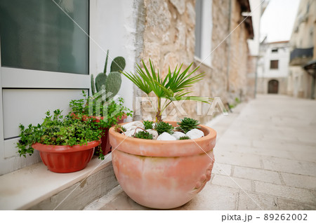 Urban landscape design on the street of small mediterranean town. 89262002