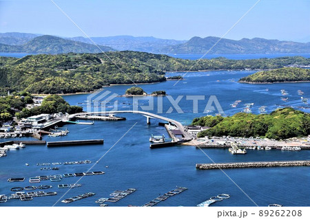 針尾公園からの風景　養殖いかだ群（日本の漁業：将来の姿がここに！）長島町鷹巣　出水郡　鹿児島県 89262208