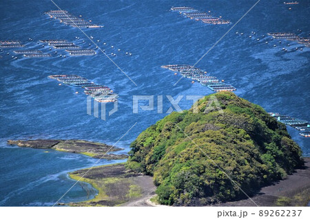 針尾公園からの風景　養殖いかだ群（日本の漁業：将来の姿がここに！）長島町鷹巣　出水郡　鹿児島県 89262237