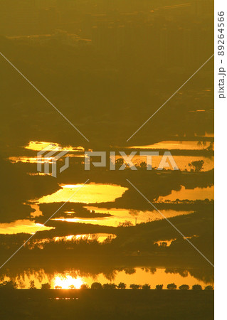 a view at Kai Kung Leng,  fish pond of Nam Sang Wai, Yuen Long 89264566