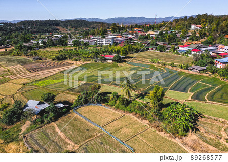 Aerial view of Mae La Noi rice terraces in Mae Hong Son, Thailand 89268577
