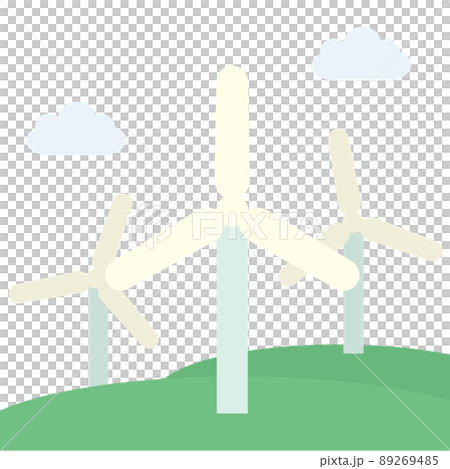 簡單可愛的風力發電插畫 89269485