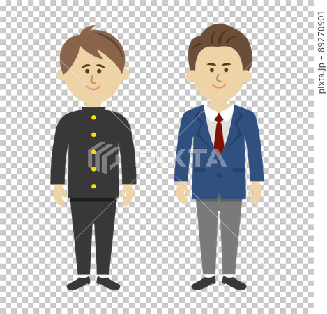 学ランとブレザーを着た男子生徒イラストイメージ 89270901