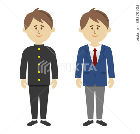 学ランとブレザーを着た男子生徒イラストイメージ 89270902