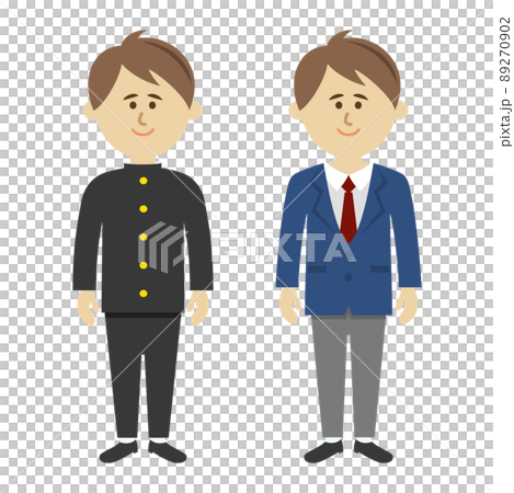 学ランとブレザーを着た男子生徒イラストイメージ 89270902