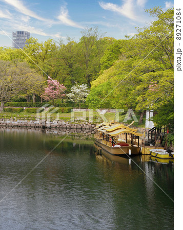 大阪城京橋口の新緑と御座船 89271084