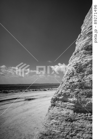 Monument Rocks in Grove County, Kansas. The chalk rock formation is a listed National Natural Landmark. Monument Rocks in Grove County, Kansas. The chalk rock formation is a listed National Natural Landmark. 89271496