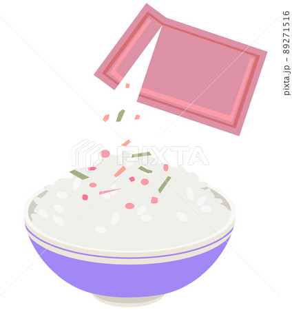 梅のふりかけをご飯にかけるイラストのイラスト素材