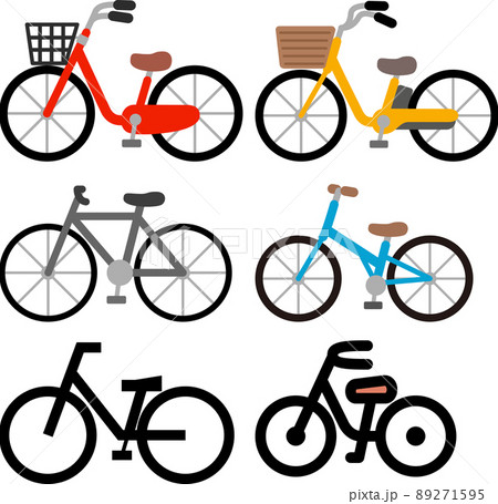 自転車のデフォルメイラストセット 89271595
