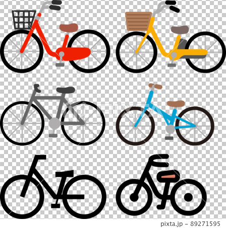 自転車のデフォルメイラストセット 89271595