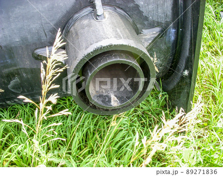 Dual walled HDPE manhole pipe connection point. Dual walled HDPE manhole pipe connection point. 89271836