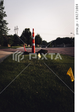 Directional underground boring to install plastic conduit for high speed fiber internet utilities Directional underground boring to install plastic conduit for high speed fiber internet utilities 89271864