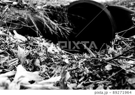 HDPE drainage culvert under a road entrance. Pipe is used to convey stormwater between ditches. HDPE drainage culvert under a road entrance. Pipe is used to convey stormwater between ditches. 89271964