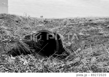 HDPE drainage culvert under a road entrance. Pipe is used to convey stormwater between ditches. HDPE drainage culvert under a road entrance. Pipe is used to convey stormwater between ditches. 89272020