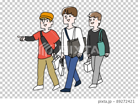 節假日去購物的男人，打從心底值得信賴的男人的聚會，一個滑稽的人矢量圖。 89272421