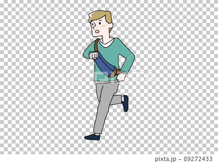 一個隨意而活躍的男人，節奏很快，一個滑稽的手寫人物矢量，一個溫暖的線條畫 89272433