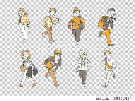 A set of fast-paced casual and active people who spend their busy daily lives positively Comical handwritten people A set of fast-paced casual and active people who spend their busy daily lives positively Comical handwritten people 89272434