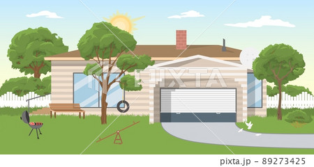 Home yard vector house backyard area illustration 89273425