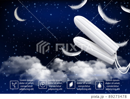 Night feminine hygiene tampons vector advertising poster design template 89273478
