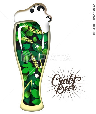 Craft beer mug vector illustration in paper art style 89273632