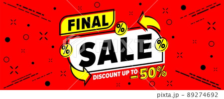 Final sale header banner template with 50 percent discount. Price reduction and special promo for online shop store vector illustration Final sale header banner template with 50 percent discount. Price reduction and special promo for online shop store vector illustration 89274692