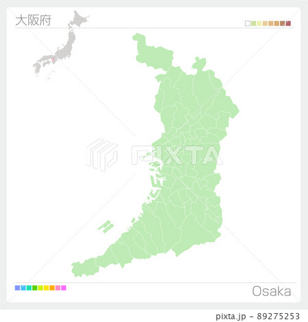 大阪府の地図 Osaka Mapのイラスト素材