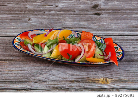 Fresh vegetables salad - tomato, cucumber, pepper Fresh vegetables salad - tomato, cucumber, pepper 89275693