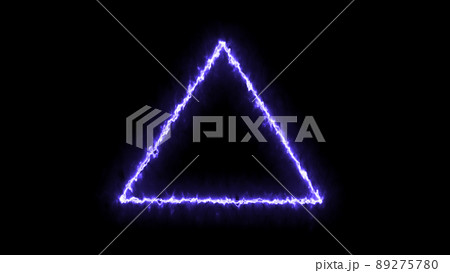 Empty triangle frame with electric power border glowing, burning flame sign. Blank triangle fire with electric power around frame lights. The best stock photo image purple electric power Empty triangle frame with electric power border glowing, burning flame sign. Blank triangle fire with electric power around frame lights. The best stock photo image purple electric power 89275780