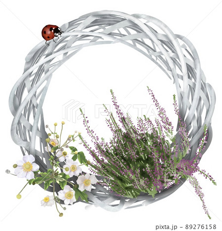 Watercolor spring wreath. Wreath with flowers. Flower frame 89276158